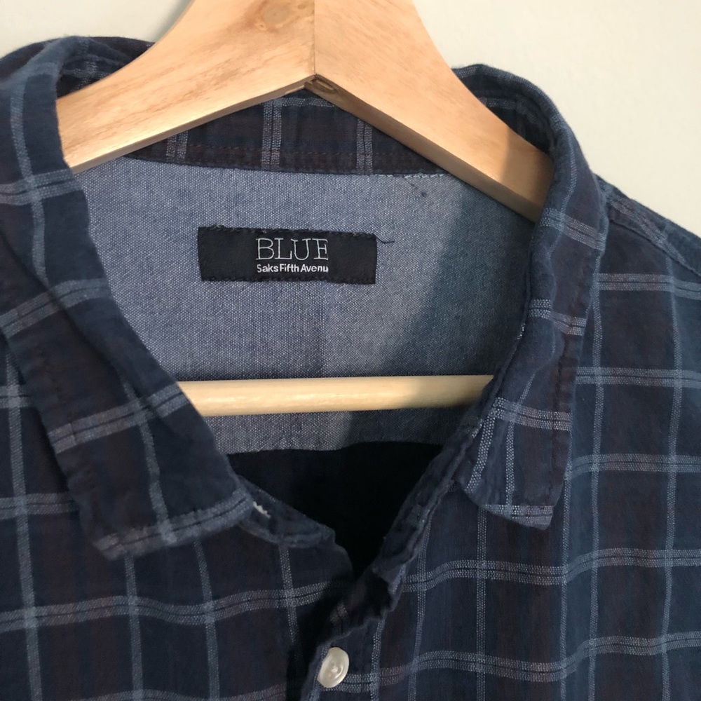 Blue plaid button down - Picture 2 of 2